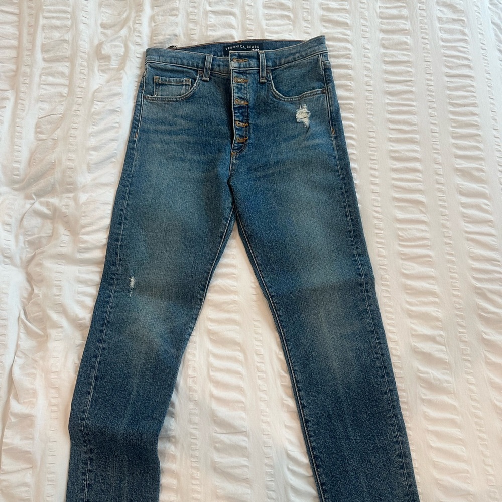 NWT VERONICA BEARD - Faye 11 Skinny with fray and exposed fly | size 28